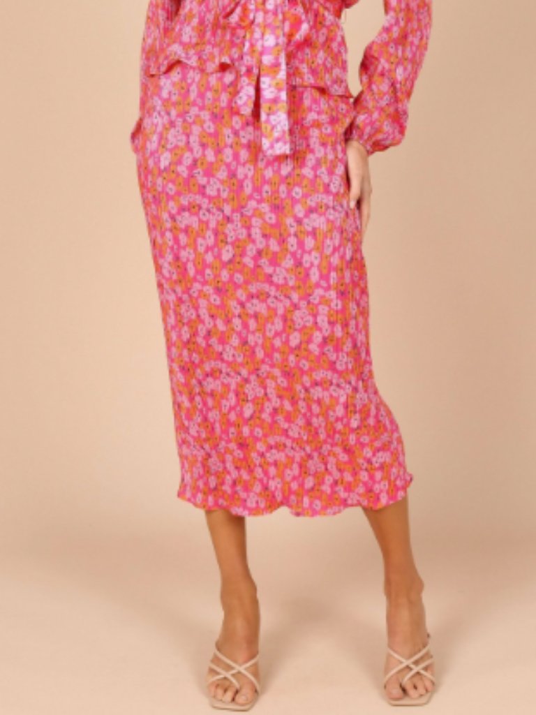 Petal & Pup Hot Pink Patterned Midi Skirt